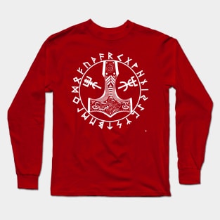 Thor's hammer and Viking runes, transparent background. Long Sleeve T-Shirt